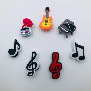 7pc Musical Shoe Charms - Music Instrument Note Croc Accessories